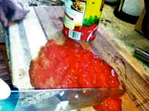 White Beans - Chopping Canned Tomatoes